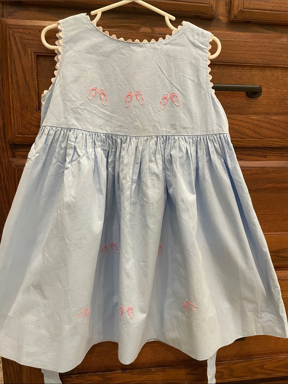 Emily Lacey Blue Sundress with Pink Flip Flop Embroidery